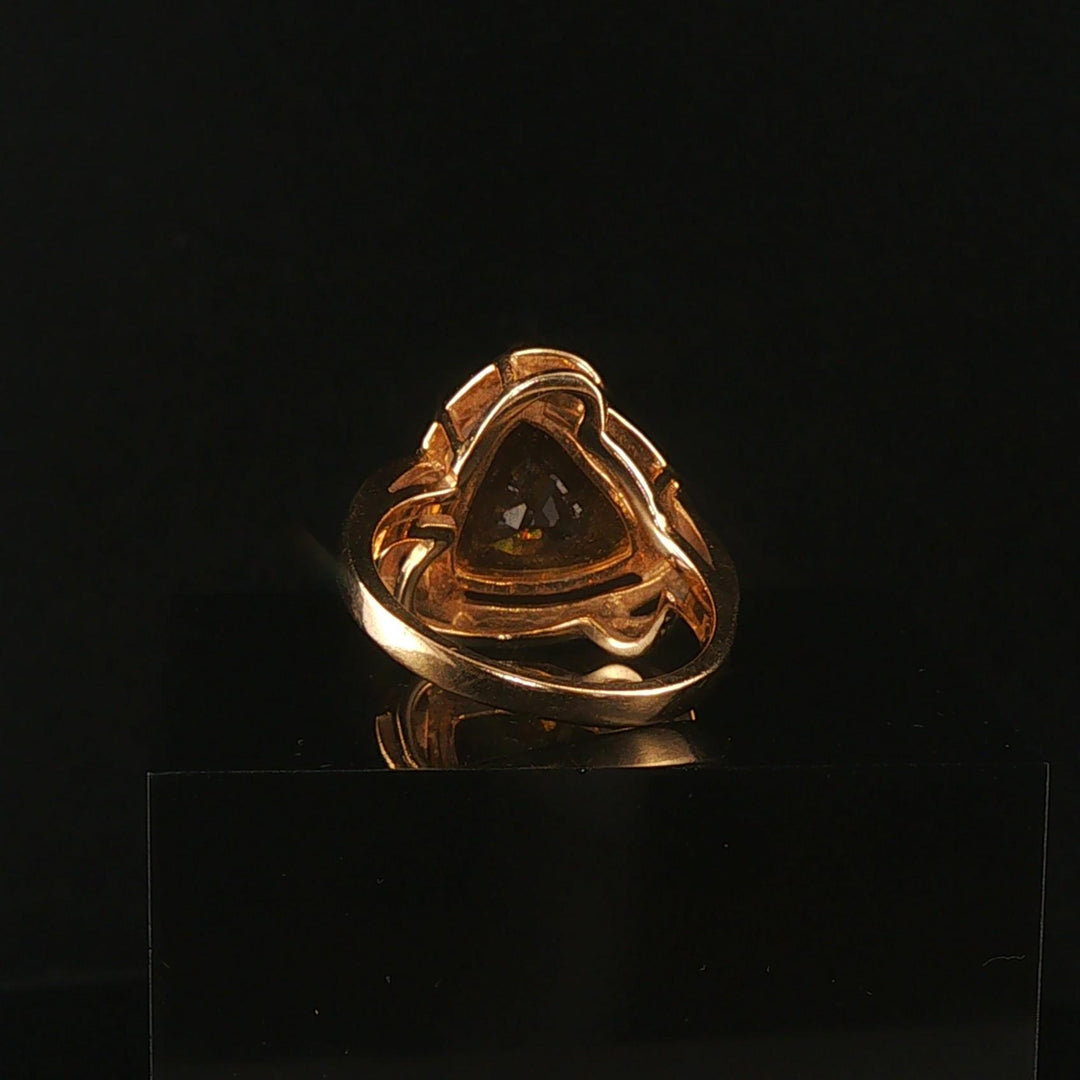 14k Yellow Gold and 6.85ct Trillion Cut Citrine Ring Size 6.25