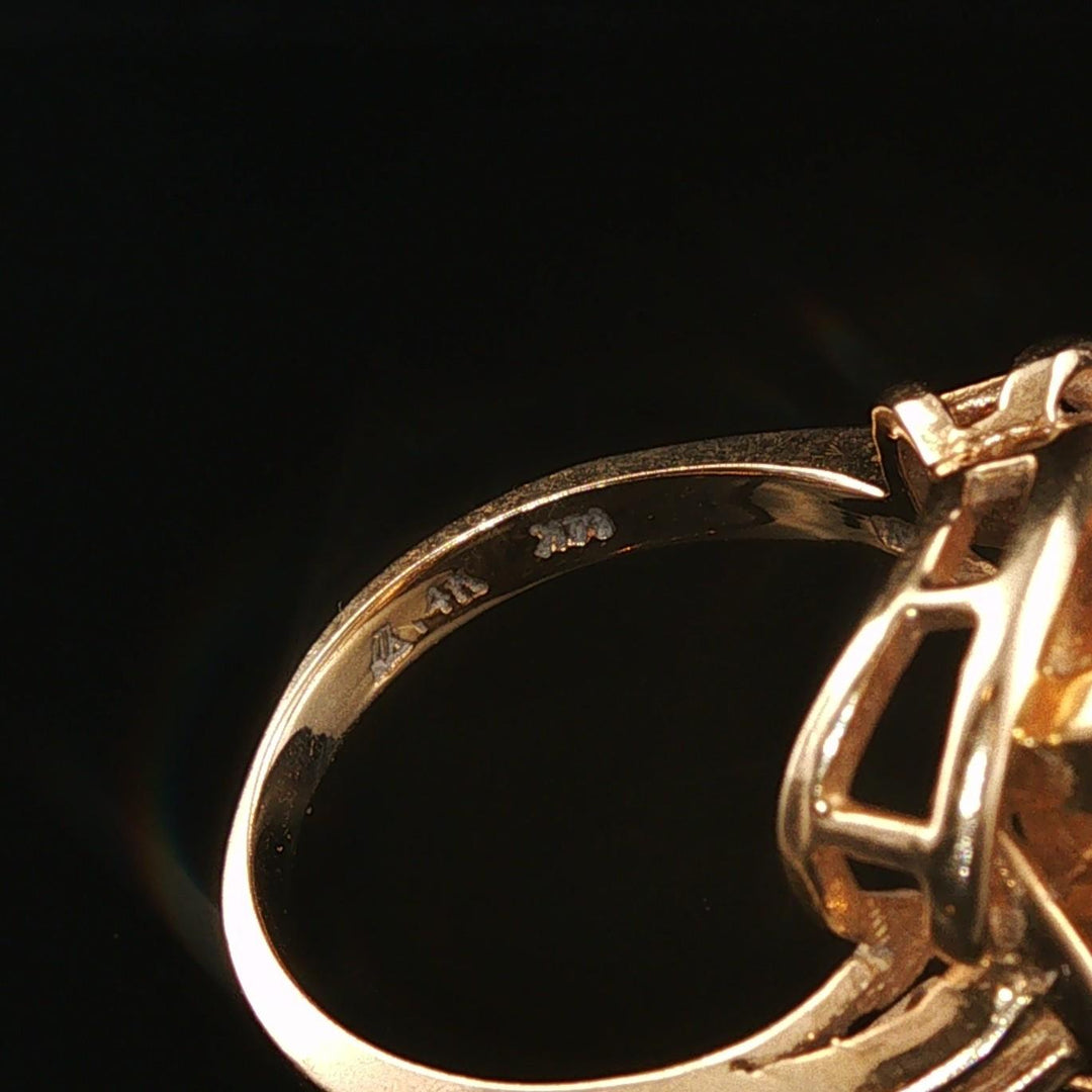 14k Yellow Gold and 6.85ct Trillion Cut Citrine Ring Size 6.25