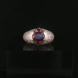 14k Yellow Gold Amethyst Pink Sapphire and Diamond Ladies Ring Size 7