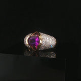 14k Yellow Gold Amethyst Pink Sapphire and Diamond Ladies Ring Size 7