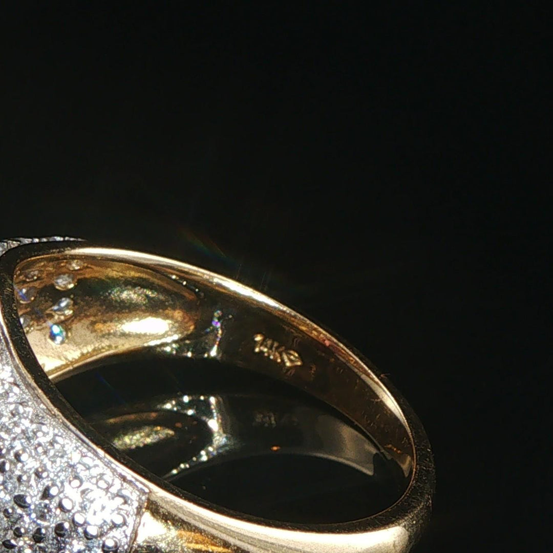 14k Yellow Gold Amethyst Pink Sapphire and Diamond Ladies Ring Size 7