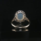 14k White Gold and 4.34ct Oval Cabochon Moonstone Vintage Ring Size 6.5