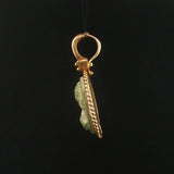 14k Yellow Gold and Carved Lava Vintage Cameo Pendant 1.5"