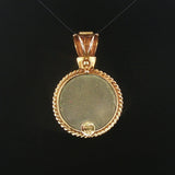 14k Yellow Gold and Carved Lava Vintage Cameo Pendant 1.5"