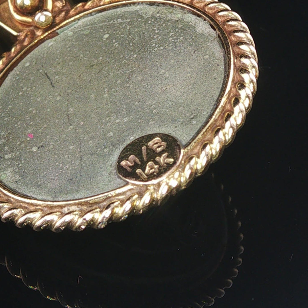 14k Yellow Gold and Carved Lava Vintage Cameo Pendant 1.5"