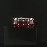 14k White Gold and 15.6cttw Square Cut Garnet Oversized Band Ring Size 8