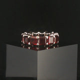 14k White Gold and 15.6cttw Square Cut Garnet Oversized Band Ring Size 8