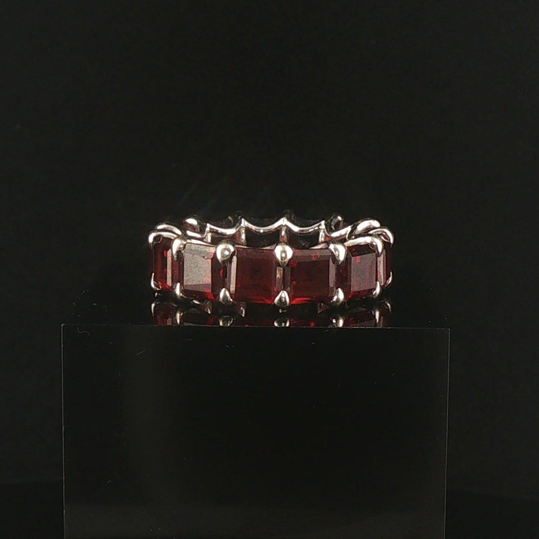 14k White Gold and 15.6cttw Square Cut Garnet Oversized Band Ring Size 8