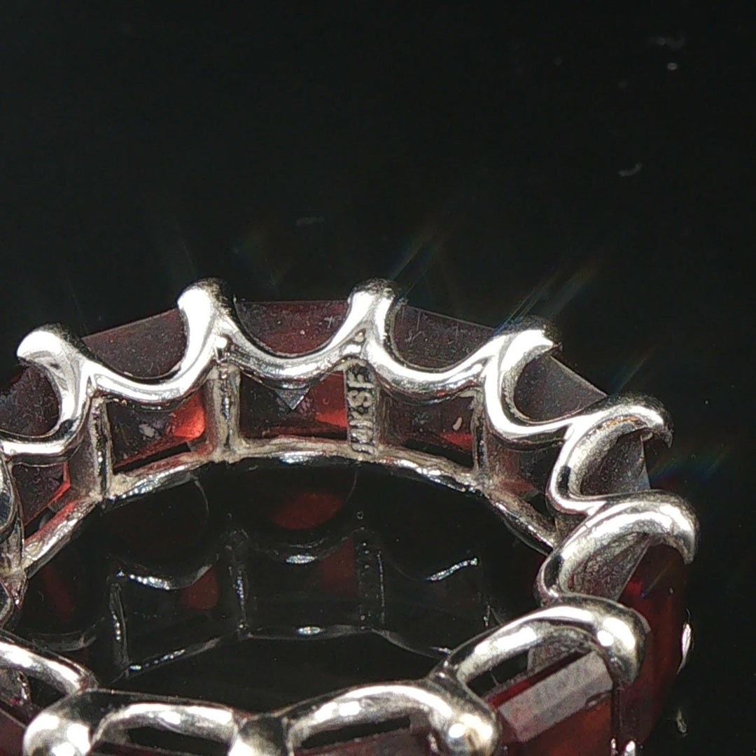 14k White Gold and 15.6cttw Square Cut Garnet Oversized Band Ring Size 8