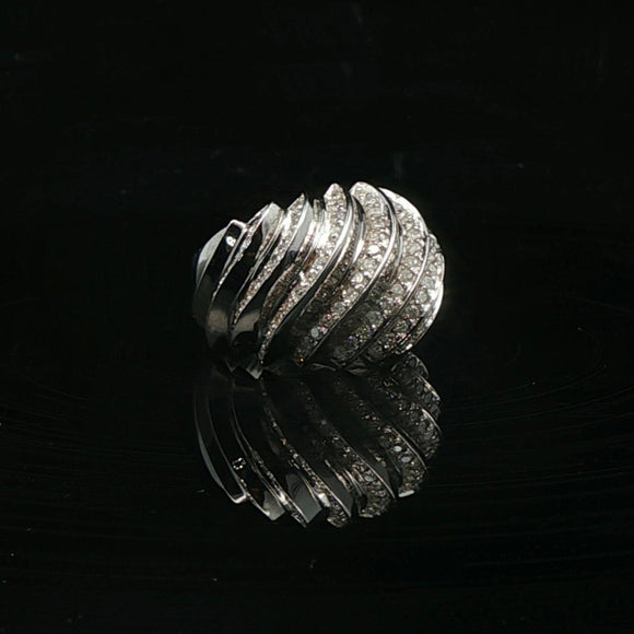 14k White Gold and 1cttw Diamond 13.3g Heavy Fancy Ring Size 7