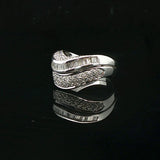 14k White Gold 1.5cttw Round and Baguette Diamond Curved Band Ring Size 7