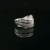 14k White Gold 1.5cttw Round and Baguette Diamond Curved Band Ring Size 7