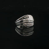 14k White Gold 1.5cttw Round and Baguette Diamond Curved Band Ring Size 7