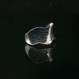 14k White Gold Blue Sapphire and Diamond Curved Band Ring Size 7