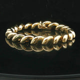 14k Yellow Gold 18.2g Ladies Polished 8.5mm San Marco Link Bracelet Italy 7"