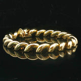 14k Yellow Gold 18.2g Ladies Polished 8.5mm San Marco Link Bracelet Italy 7"