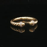 David Yurman 18k Gold and Diamond Open Cable Band Ring Size 7