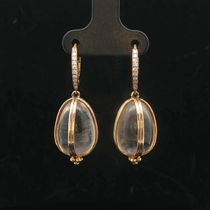 Temple St. Clair 18k Yellow Gold Diamond and Rock Crystal Dangle Earrings 1.4"