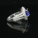 18k White Gold 2.39ct Tanzanite and 1.04cttw Diamond Halo Ring Size 6.5