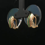 18k Yellow Gold Emerald and Diamond Clip On Earrings