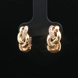 18k Yellow Gold and Diamond 4.2g Braided Huggie Clip On Earrings