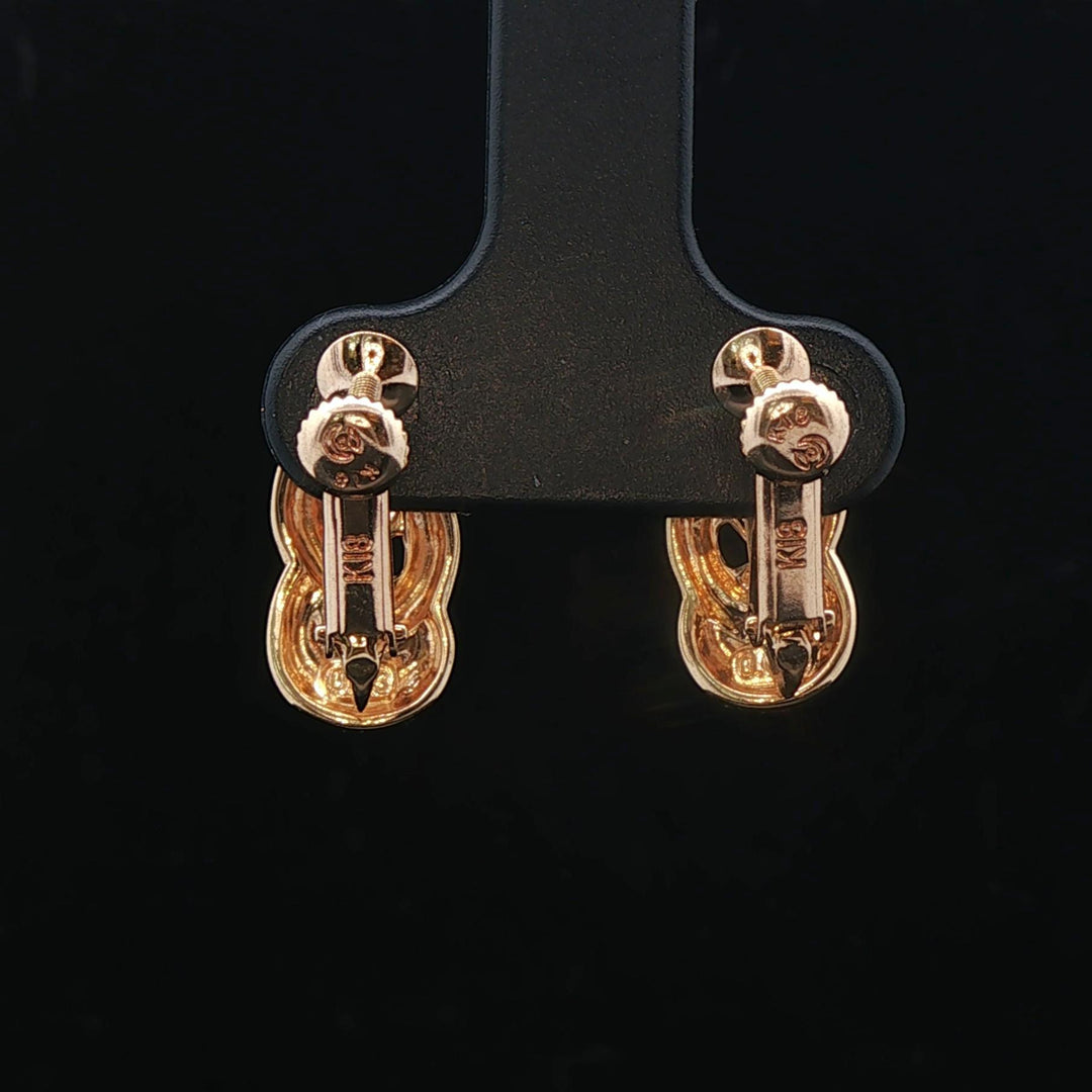 18k Yellow Gold and Diamond 4.2g Braided Huggie Clip On Earrings