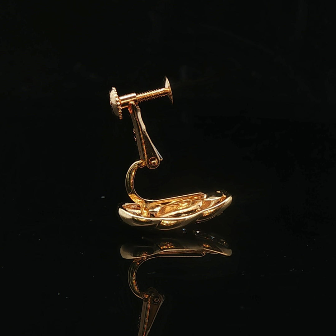 18k Yellow Gold and Diamond 4.2g Braided Huggie Clip On Earrings