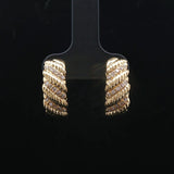 18k Yellow Gold and 0.30cttw Diamond Half Hoop Crescent Stud Earrings