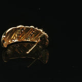 18k Yellow Gold and 0.30cttw Diamond Half Hoop Crescent Stud Earrings