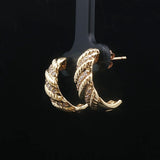 18k Yellow Gold and 0.30cttw Diamond Half Hoop Crescent Stud Earrings