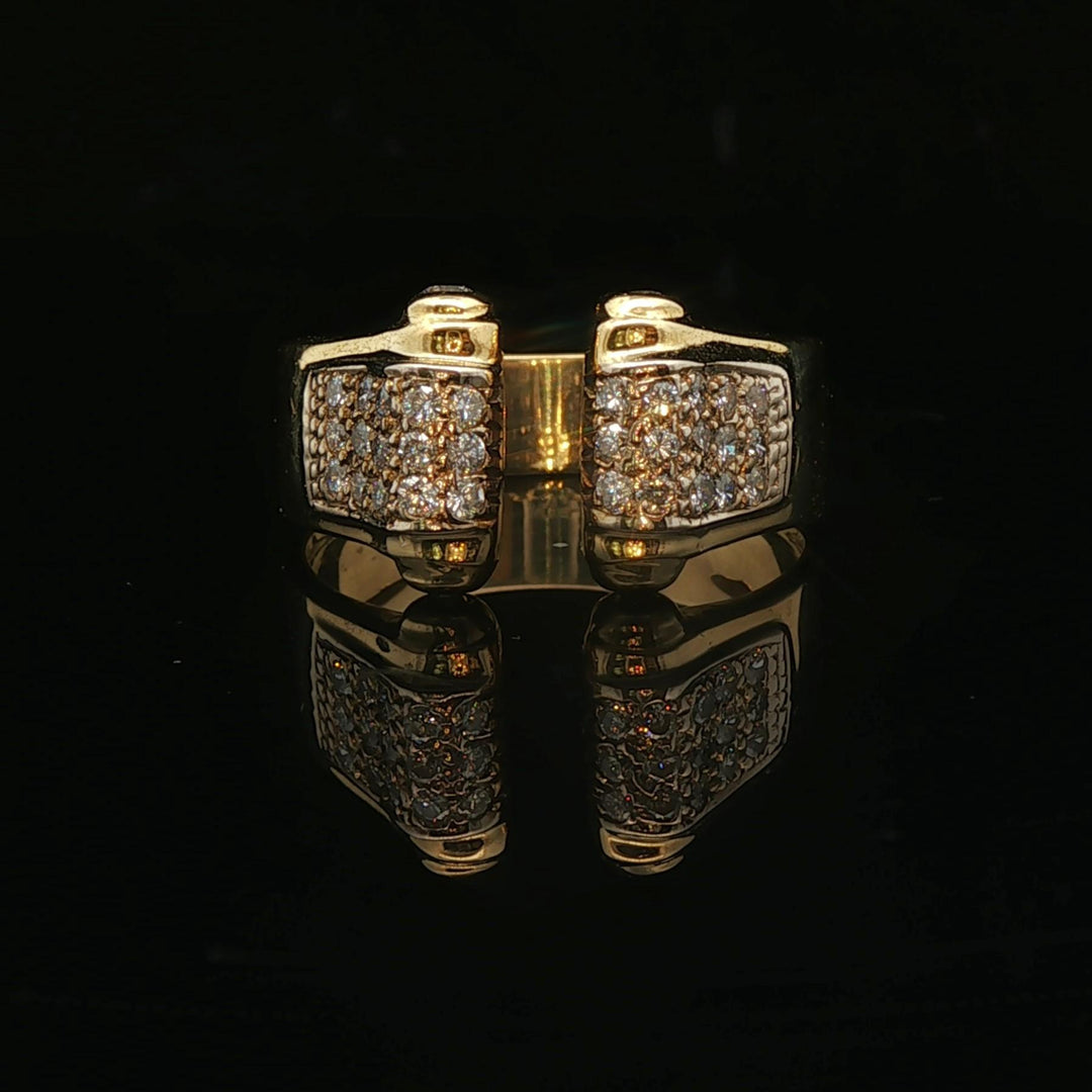 18k Yellow Gold and Diamond Open Flex Band Ring Italy Size 8