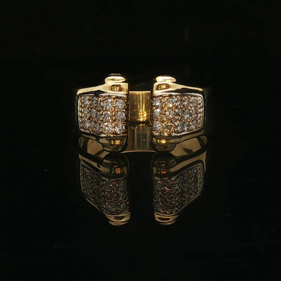 18k Yellow Gold and Diamond Open Flex Band Ring Italy Size 8