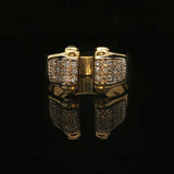 18k Yellow Gold and Diamond Open Flex Band Ring Italy Size 8