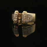 18k Yellow Gold and Diamond Open Flex Band Ring Italy Size 8