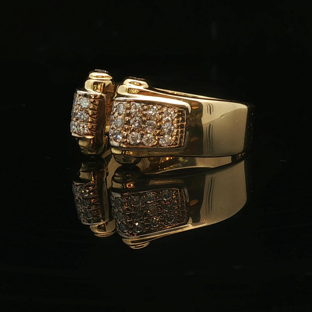 18k Yellow Gold and Diamond Open Flex Band Ring Italy Size 8