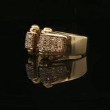 18k Yellow Gold and Diamond Open Flex Band Ring Italy Size 8