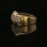 18k Yellow Gold and Diamond Open Flex Band Ring Italy Size 8