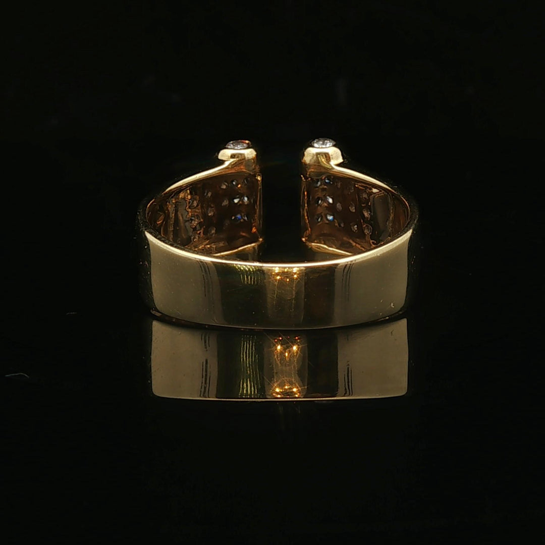 18k Yellow Gold and Diamond Open Flex Band Ring Italy Size 8