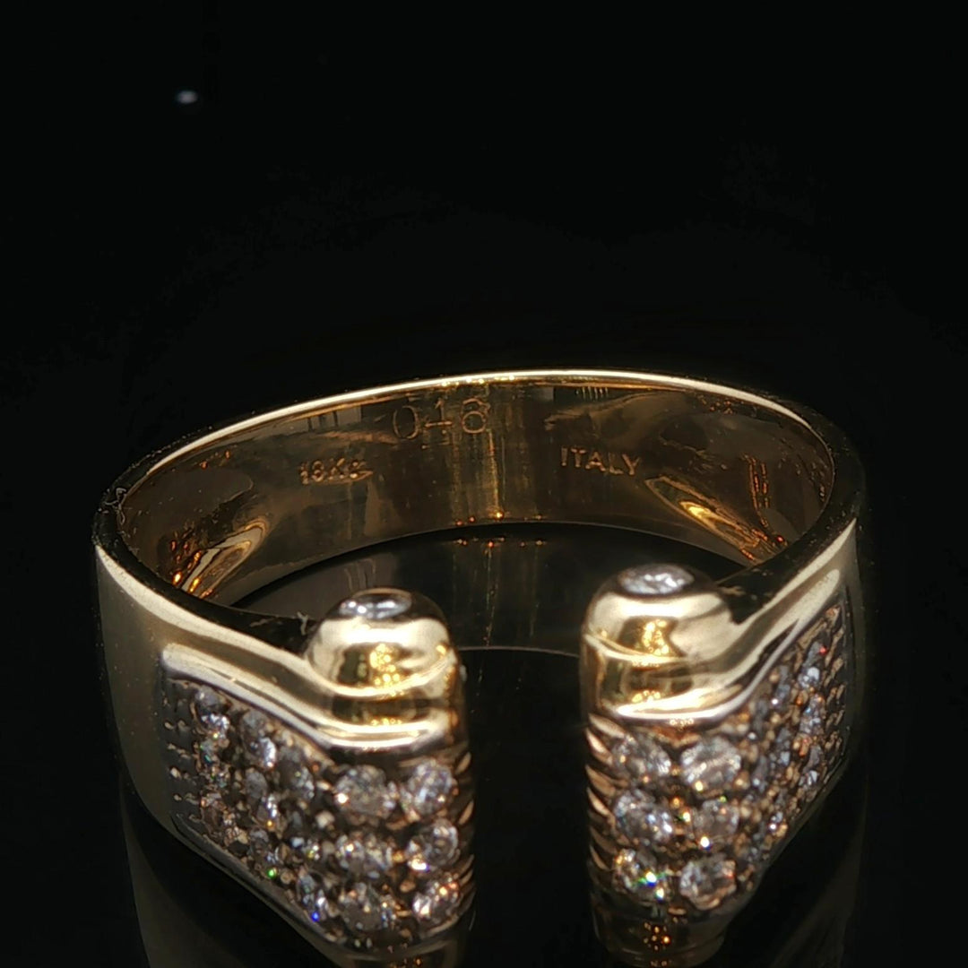 18k Yellow Gold and Diamond Open Flex Band Ring Italy Size 8