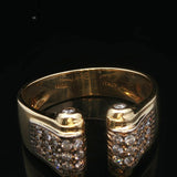 18k Yellow Gold and Diamond Open Flex Band Ring Italy Size 8