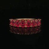 18k Yellow Gold Ruby and Diamond Band Ring Size 6.75