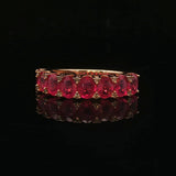 18k Yellow Gold Ruby and Diamond Band Ring Size 6.75