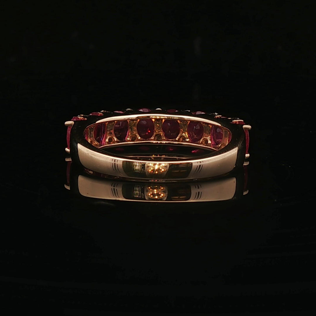 18k Yellow Gold Ruby and Diamond Band Ring Size 6.75