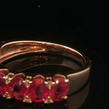 18k Yellow Gold Ruby and Diamond Band Ring Size 6.75