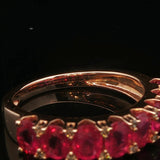 18k Yellow Gold Ruby and Diamond Band Ring Size 6.75