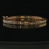18k Yellow Gold and 1.10cttw Diamond Solid Bangle Bracelet 6.5"