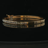 18k Yellow Gold and 1.10cttw Diamond Solid Bangle Bracelet 6.5"