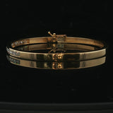 18k Yellow Gold and 1.10cttw Diamond Solid Bangle Bracelet 6.5"