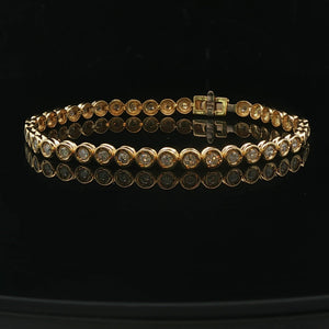 18k Yellow Gold and 2cttw Bezel Set Diamond Tennis Bracelet 6.75"