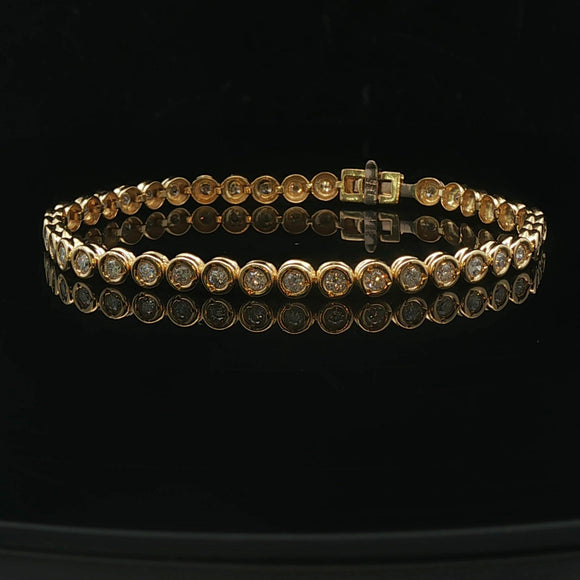 18k Yellow Gold and 2cttw Bezel Set Diamond Tennis Bracelet 6.75